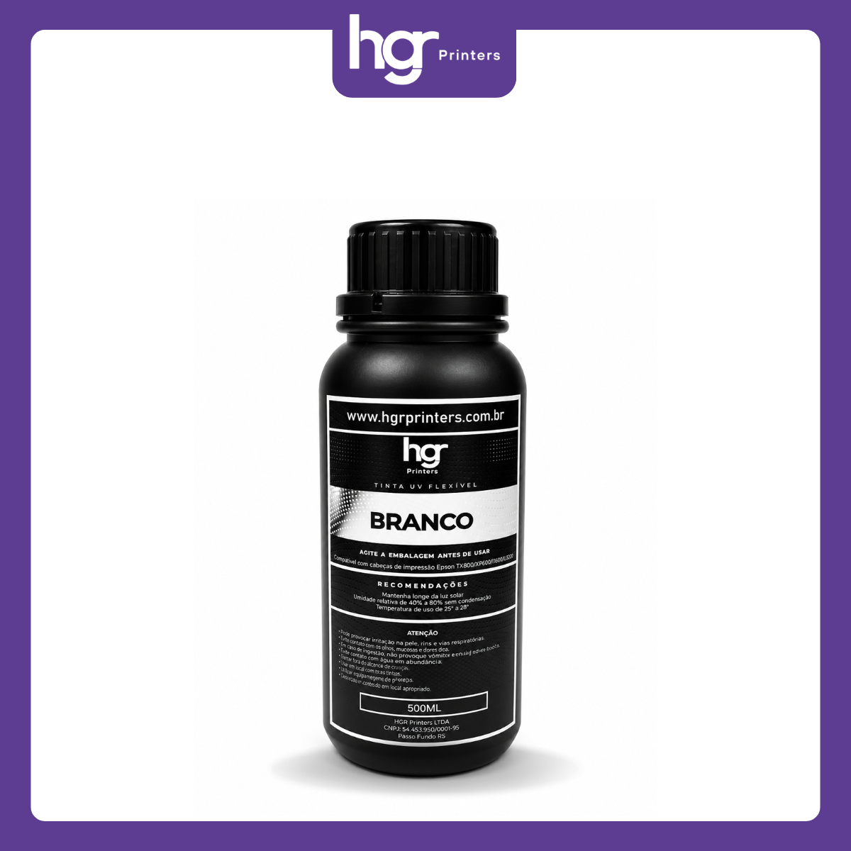 Tinta UV HGR Flexível Cabeças Epson - 500ml: Branco - Imagem 1