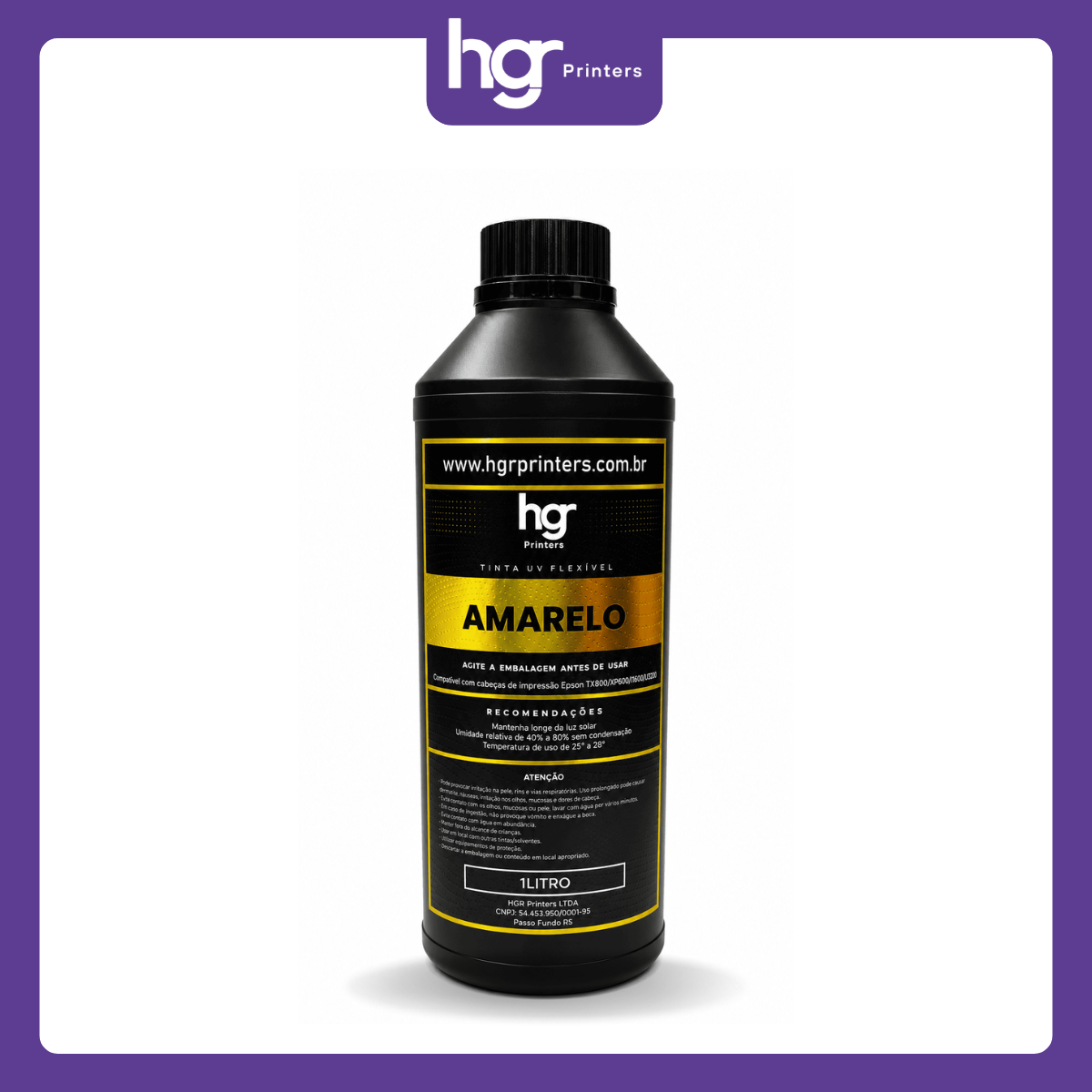 Tinta UV HGR Flexível Cabeças Epson - 1 Litro: Amarelo - Imagem 1