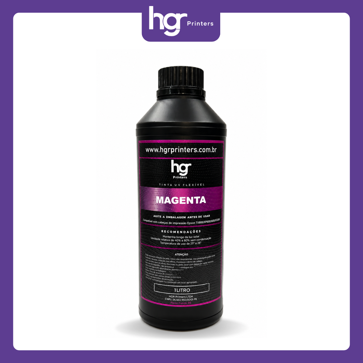 Tinta UV HGR Flexível Cabeças Epson - 1 Litro: Magenta - Imagem 1