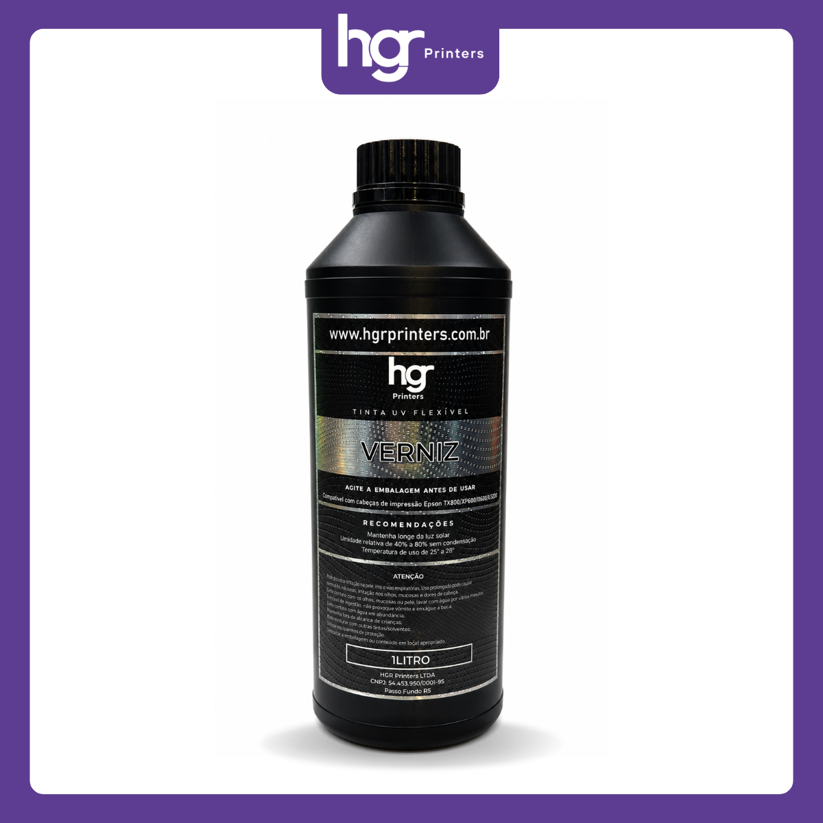 Tinta UV HGR Flexível Cabeças Epson - 1 Litro: Verniz - Imagem 1