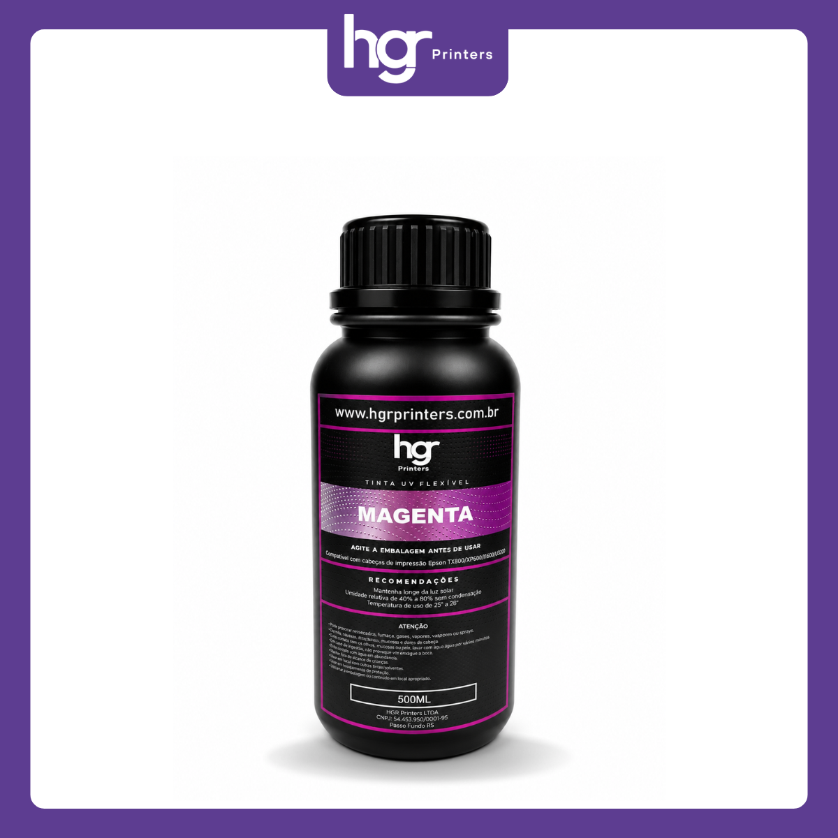 Tinta UV HGR Flexível Cabeças Epson - 500ml: Magenta - Imagem 1
